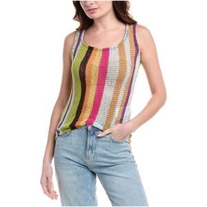 M Missoni Linen Open Knit Stripe Tank Top Multicolor Italian Designer Size M
